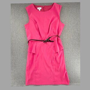 NEW! Alyx Limited Sheath Dress Hot pink Black belt size 18 Sleeveless Round Neck